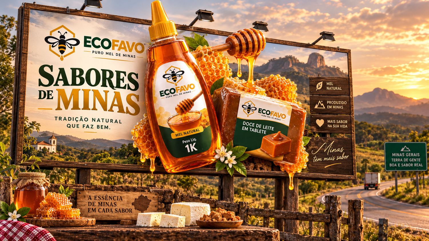 Outdoor ECOFAVO com a campanha Sabores de Minas